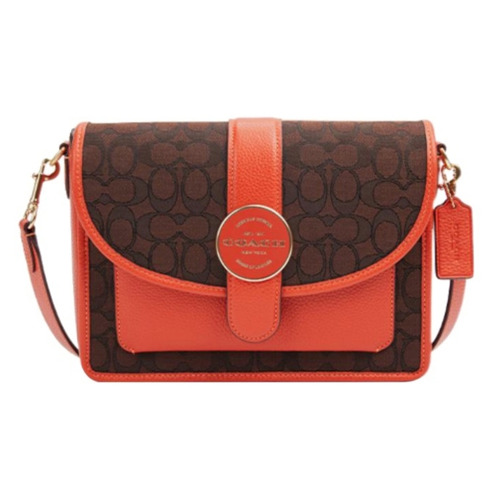 Lonnie Crossbody In Signature Jacquard Brown Mango